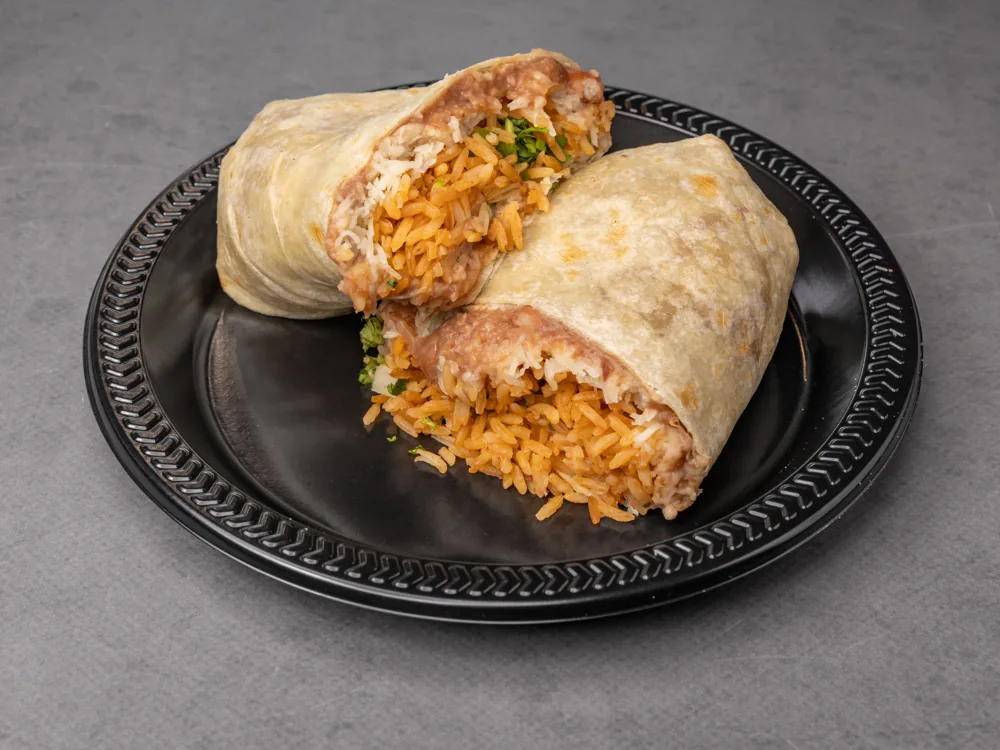 Bean, rice and cheese burrito at Pio Pico's Tacos in Ontario Ranch