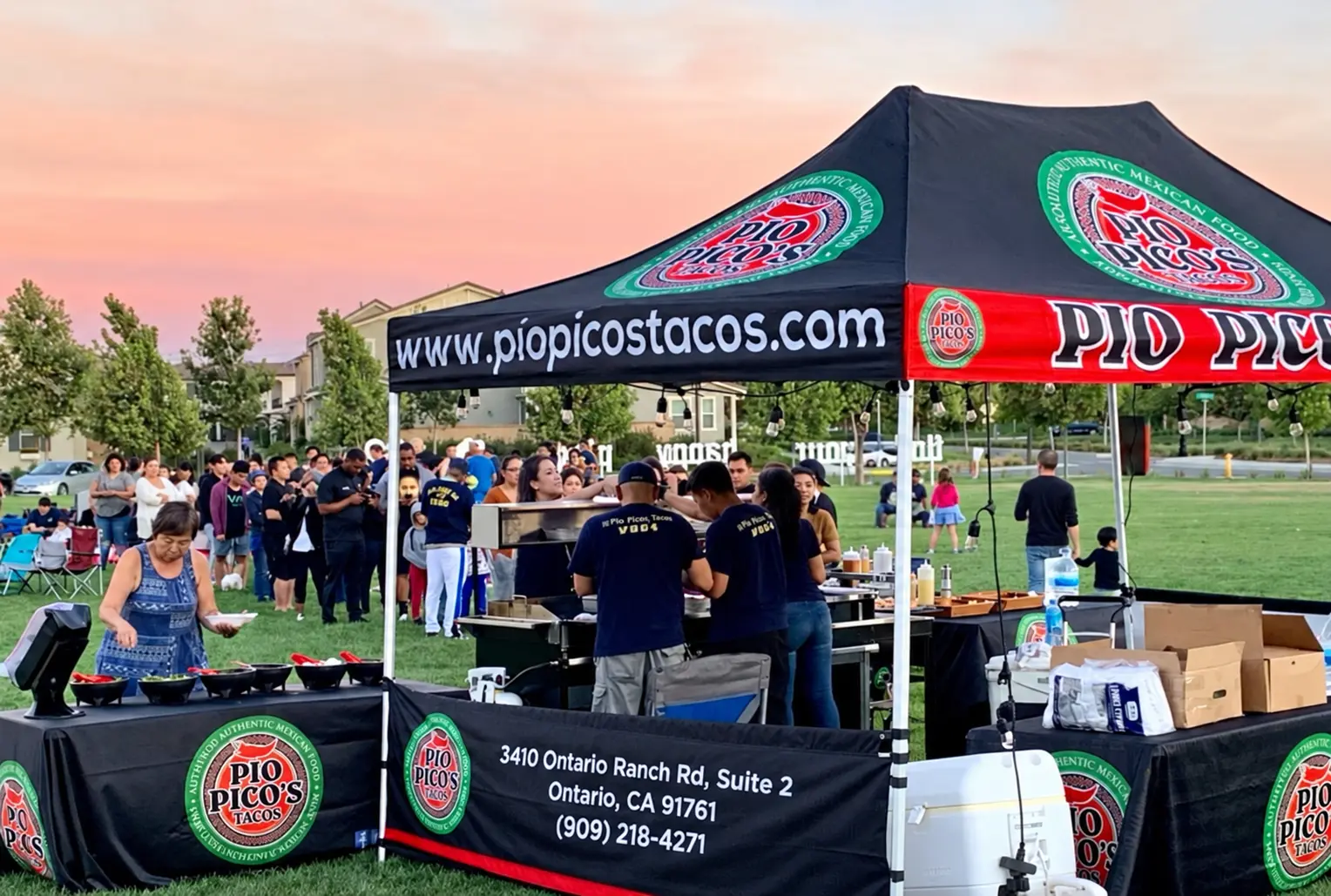 Pio Pico's Tacos team catering an outdoor community event